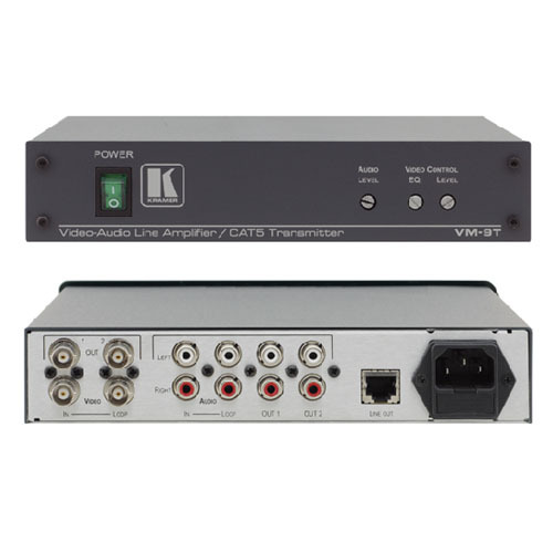 VM-9T UTP 송신기능을 제공하는 1:2 컴포지트 비디오 &amp; 불평형 스테레오 오디오 라인 증폭기