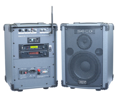 SECO UWA-400 CD/CASS /카세트데크,CD,MP3,USB,SD CARD, 100W/ 충전식 이동용 무선 앰프 시스템