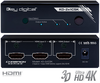  Key Digital/4K HDMI® Switchers/KD-2x1CSK/2 Inputs to 1 Output HDMI Switcher, supports Ultra HD/4K/HDMI 스위쳐,셀렉터,분배기